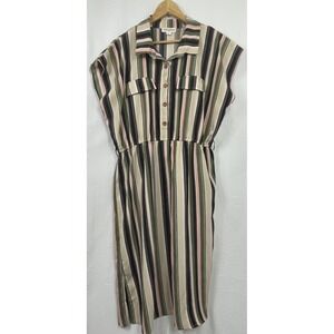 Full Circle Trends Vertical Stripe, Multicolor, Knee Length Dress, Size‎ L